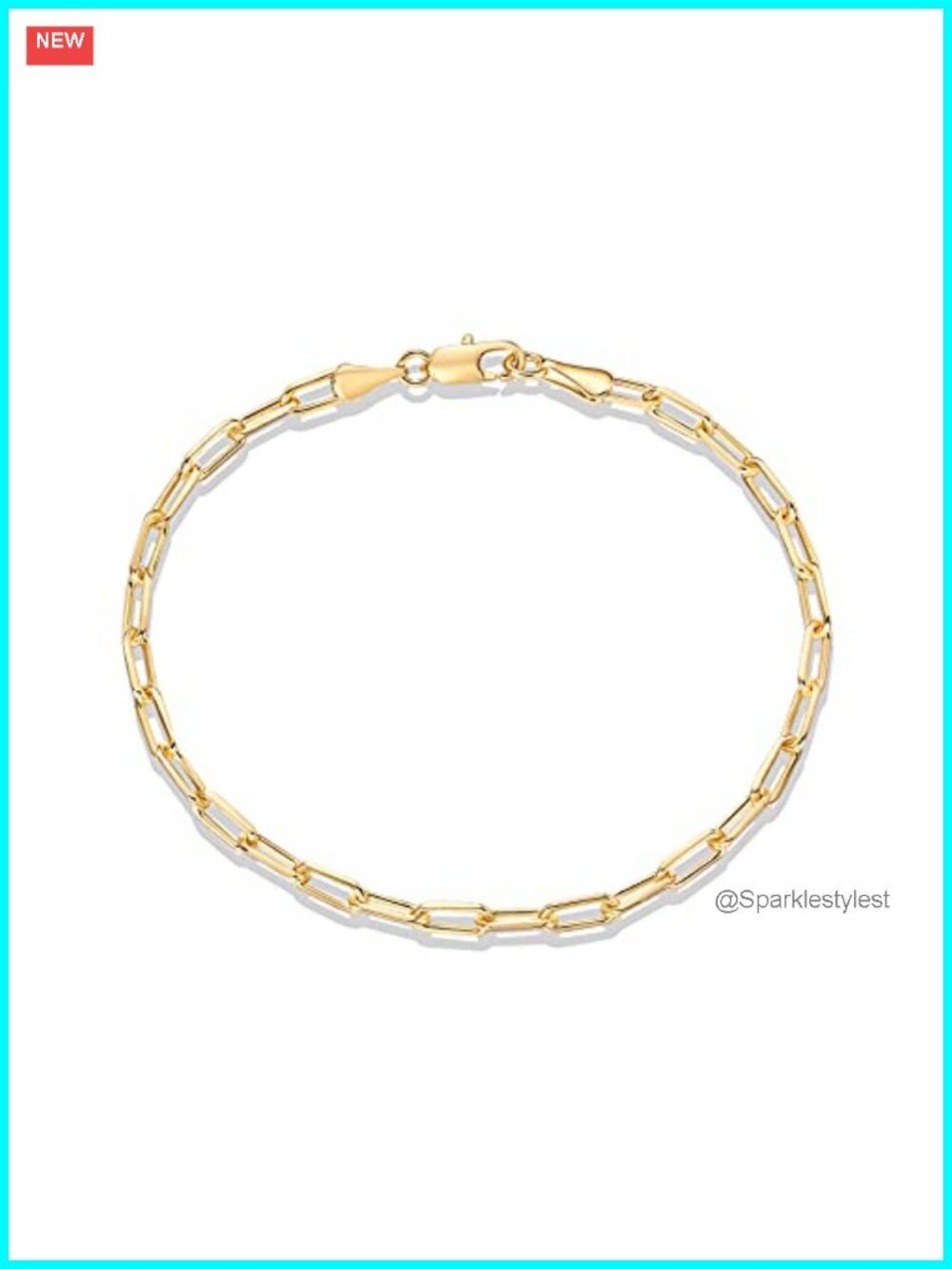 14K Gold Plated Paperclip Chain Bracelet Adjustable Lobster Clasp Stackable